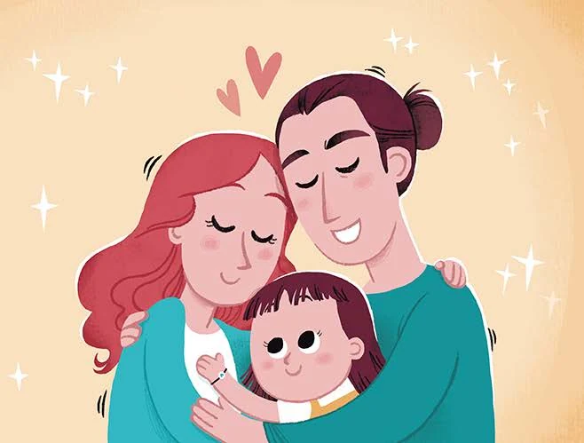 Papá, Momi y Aitana abrazados